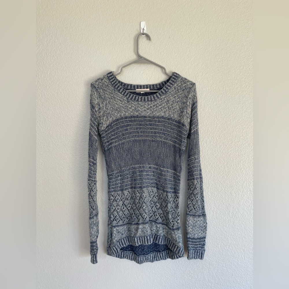 Blue and cream knit sweater